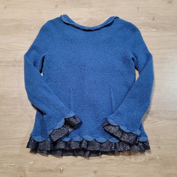 Marc Jacobs Wool Chunky Knit Cardigan Sweater Ruffle Glitter Coquette Medium Top - Picture 3 of 10